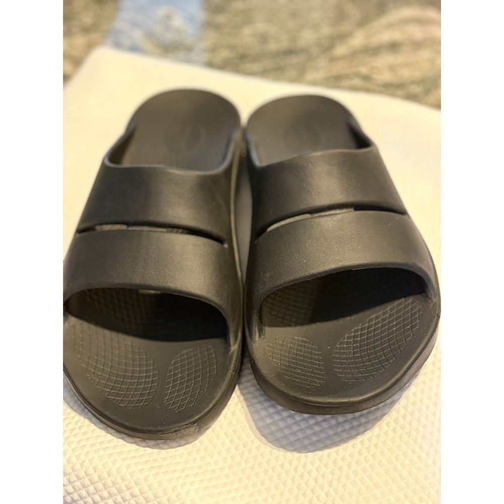 OOFOS OOAH Slides Mens Size M13 W15 EU 46 Black‎ Comfort Recovery Sandals